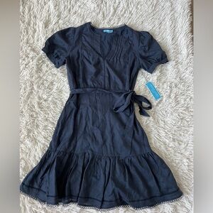 NWT Draper James Puff Sleeved Tier Dress Navy